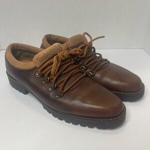 Timberland Brown Leather Oxford Hiking Shoes Lug Sole Women’s 8.5